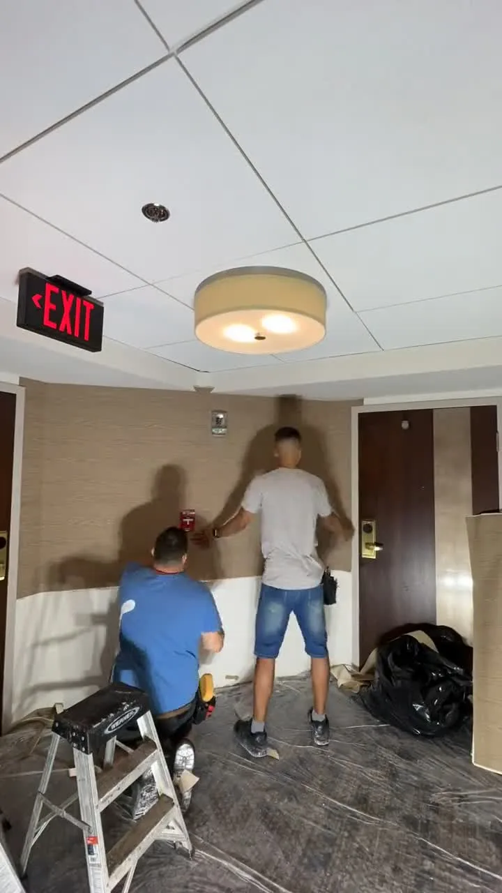 Commercial wallpaper installation